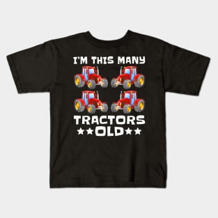 Im This Many Tractors Old 4 Years Fourth Birthday Boys Kids T-Shirt